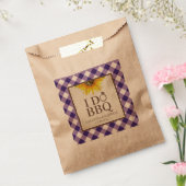 Ik doe BBQ Paarse Gingham en Zonnebloem Bedankzakje (Gezegeld)