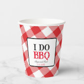Ik doe BBQ Red Gingham Custom Wedding Papieren Bekers (Voorkant)