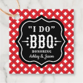 Ik Doe BBQ Rode Gingham Bruiloft Bedankjes Labels (Voorkant)