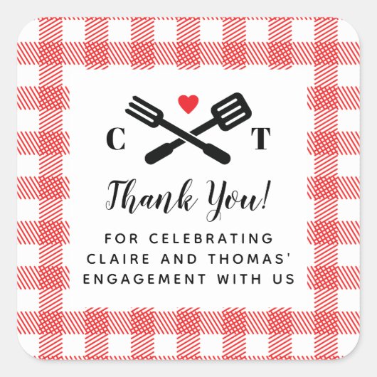 Ik doe BBQ rode picknick gunst Vierkante Sticker (Voorkant)