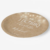 Ik doe BBQ Rustic Kraft Slingerlichtjes Trouw Papieren Bordje (Gekanteld)