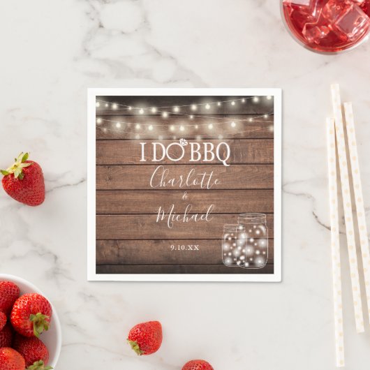 Ik doe BBQ Rustic Mason Jar String Lights Verlovin Servet (Insitu)