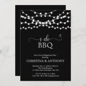 Ik doe BBQ Rustic String Lights Engagement Party Kaart (Voorkant / Achterkant)