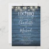 Ik Doe BBQ Rustieke Houten Slingerlichten Trouw Kaart (Voorkant)