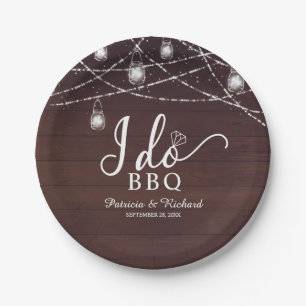 Ik Doe BBQ Rustieke Verlovingsfeest Papieren Bord