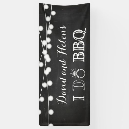 Ik DOE BBQ schoolbord bruiloft verlovingsbanner Spandoek (Verticaal)