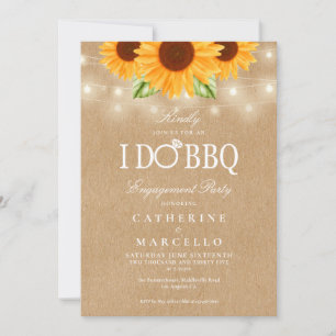 Ik doe BBQ Sunflower Rustic Kraft Engagement Party Kaart