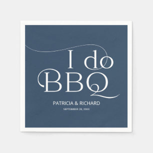 Ik doe BBQ Verloving Feest Blauw Servet