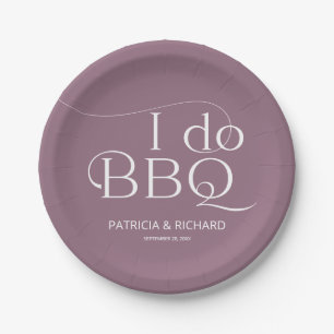 Ik doe BBQ Verloving Feest Paars Papieren Bordje