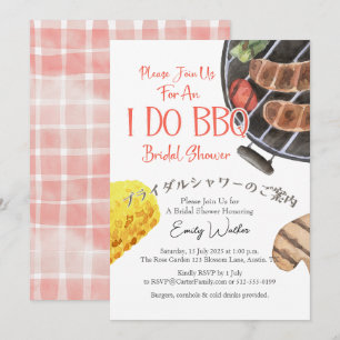 Ik doe BBQ Vrijgezellenfeest Grill Red Gingham Cas Kaart