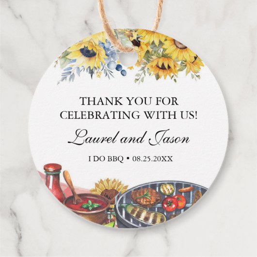 Ik doe BBQ Zonnebloem Rustiek Verlovingsfeest Bedankjes Labels