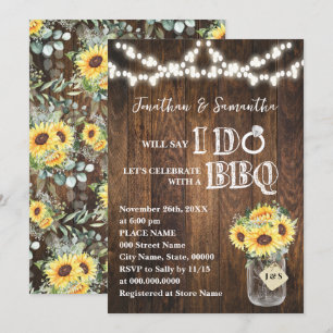 Ik doe BBQ Zonnebloemen Western Koppels Bruidsfees Kaart