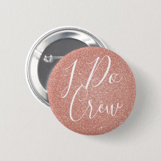 Ik doe Crew Pink Glitter Bachelorette Party Button (Voorkant /achterkant)