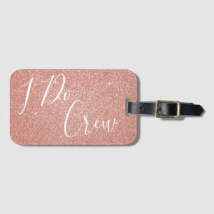Ik doe Crew Pink Glitter Bachelorette Party Label Bagagelabel