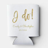 Ik doe Elegant Script Gold Folie en White Wedding Blikjeskoeler (Achterkant)