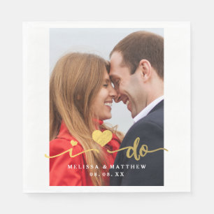 Ik doe faux gouden foto trouwpapier servet