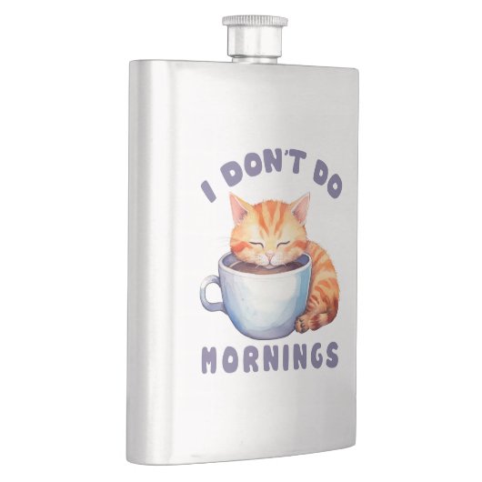 Ik doe geen ochtenden - Schattigee Oranje kat met  Flacon (Rechts)