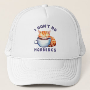 Ik doe geen ochtenden - Schattigee Oranje kat met  Trucker Pet