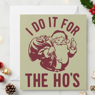 Ik Doe Het Voor De Ho's Grappige Vintage Kerstman  Feestdagenkaart