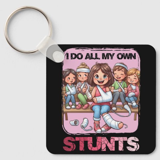 Ik doe mijn eigen stunts gebroken arm snel goed in sleutelhanger (Voorkant)