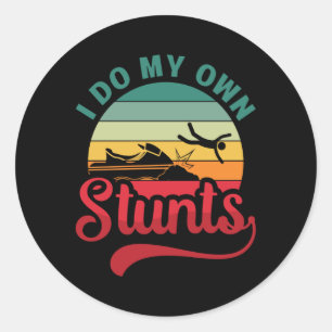 Ik doe mijn eigen Stunts Jet Ski Retro Jet Skiing Ronde Sticker