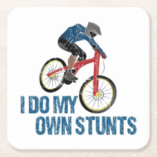 Ik doe mijn eigen Stunts Mountain Biker Vintage Vierkante Kartonnen Onderzetter