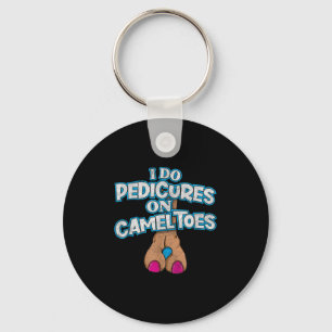 Ik doe pedicures op kameel tenen retro versleten g sleutelhanger