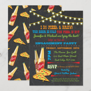 Ik doe Pizza en Brouwen Engagement Party uitnodigi Kaart
