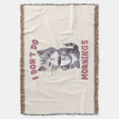 Ik doe 's ochtends niet - grijze kat met koffie deken (Voorkant Verticaal)