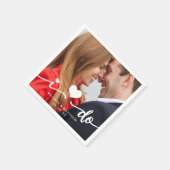 Ik doe Schattige Hart Foto Trouwpapier servet (Hoek)