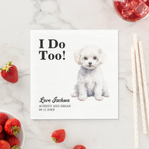 Ik Doe Te Bichon Frise Hond Foto Bruiloft Servet