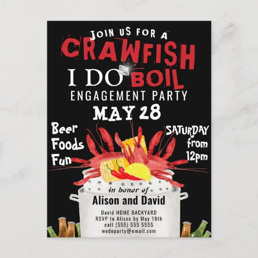 Ik doe trouwfoto crawfish kookfeest uitnodiging (Voorkant)
