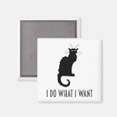 Ik doe wat ik wil dat grappige kat-karatui Noir Magneet (Voorkant / Achterkant)