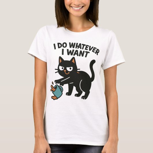 Ik doe wat ik wil grappig kat T-shirt (Voorkant)