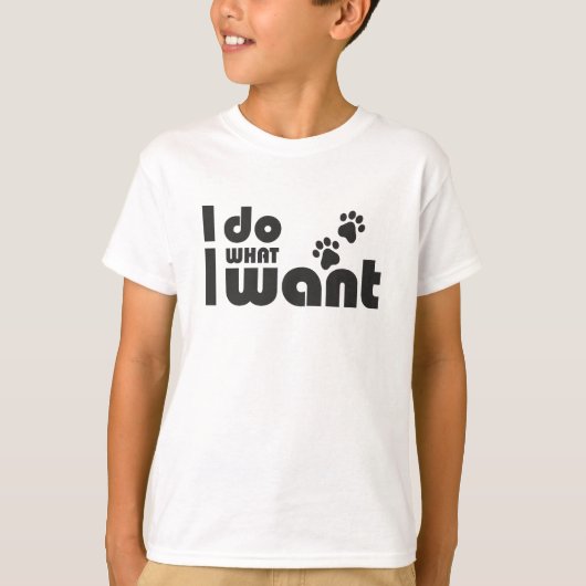 Ik doe wat ik wil, grappig Kattenhondje T-shirt (Voorkant)
