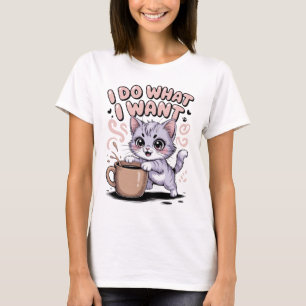 Ik Doe Wat Ik Wil Grappige Kat T-Shirt Cute Kawa