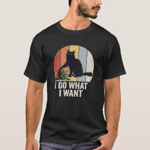 Ik Doe Wat Ik Wil" Grappige Zwarte Kat & Plant Vin T-shirt