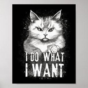 Ik doe wat ik wil kat Halloween grappige kat Hallo Poster