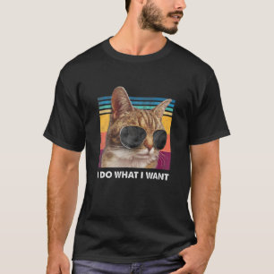 Ik Doe Wat Ik Wil Kat Liefhebbers Zonnebril Retro T-shirt