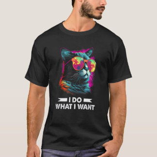 Ik Doe Wat Ik Wil Kat Met Zonnebril 70s 80s Retro T-shirt