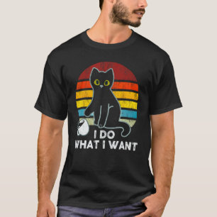 Ik doe wat ik wil zwarte kat gieten koffie t-shirt