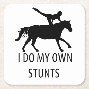 Ik doe zelf Stunts Vaulling Horseriding Vierkante Kartonnen Onderzetter