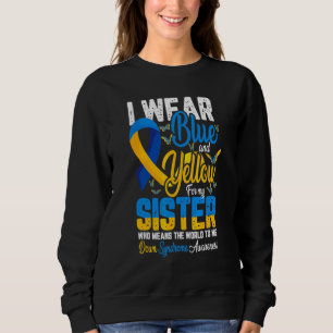 Ik draag blauw en geel voor mijn zus met downsyndr trui
