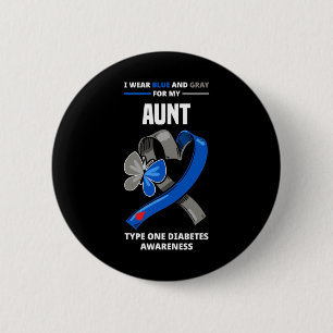 Ik Draag blauw en grijs voor mijn tante type 1 dia Ronde Button 5,7 Cm