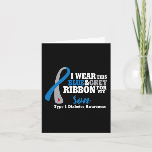 Ik draag blauw en grijs voor mijn zoon Diabetes Aw Kaart (Voorkant)