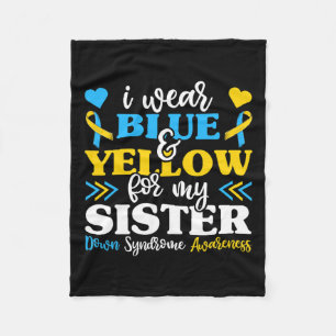 Ik Draag blauw geel voor mijn zuster Down Syndrome Fleece Deken