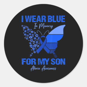 Ik Draag blauw in geheugen voor mijn jeugd Ataxia  Ronde Sticker