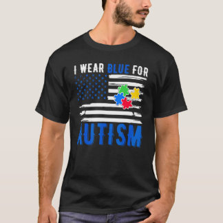 Ik draag blauw voor Autisme Acceptatie Wereld Auti T-shirt
