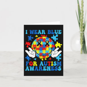 Ik Draag blauw voor autisme bewustzijn Groovy Retr Kaart