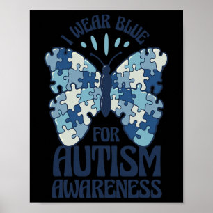 Ik Draag blauw voor autisme blauwe puzzel Poster